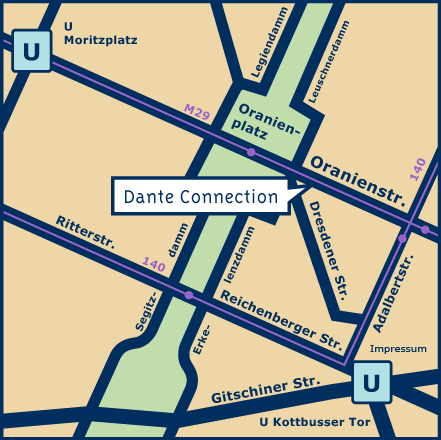 Lageplan der Buchhandlung Dante Connection
